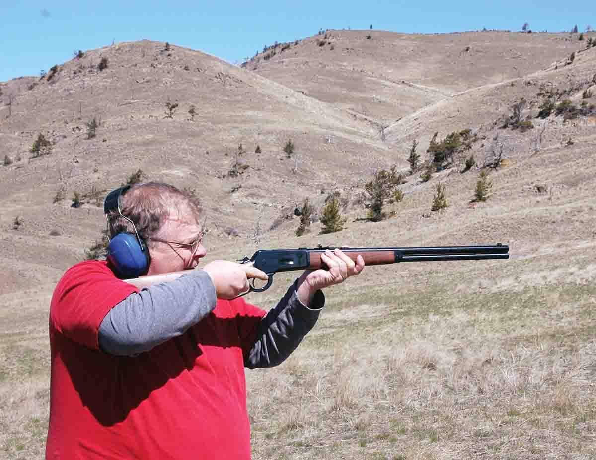 Mike has also had several vintage and replica Model 1886 .45-70 leverguns. This one was made by Miroku of Japan, imported by Browning and bears the Winchester trademark.